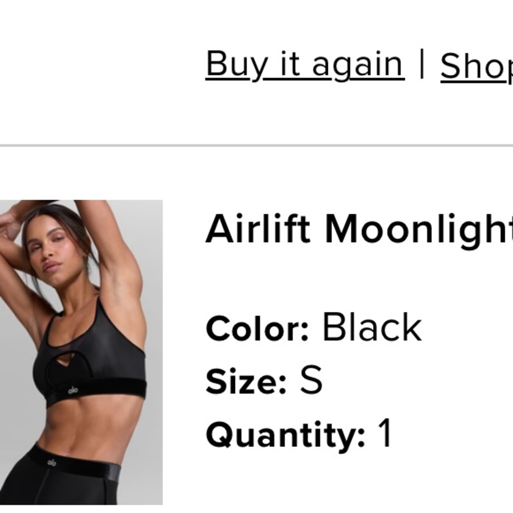 ALO Yoga Black Airlift Moonlight Bra